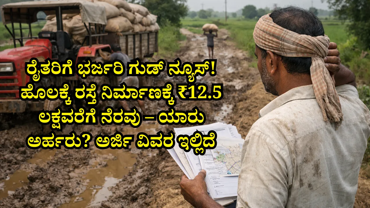 ರೈತರಿಗೆ ಭರ್ಜರಿ ಗುಡ್ ನ್ಯೂಸ್! ಹೊಲಕ್ಕೆ ರಸ್ತೆ ನಿರ್ಮಾಣಕ್ಕೆ ₹12.5 ಲಕ್ಷವರೆಗೆ ನೆರವು – ಯಾರು ಅರ್ಹರು? ಅರ್ಜಿ ವಿವರ ಇಲ್ಲಿದೆ
